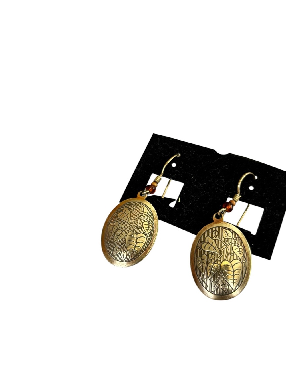 Vintage Kashmir India Hand Painted Trinket Box + Vintage Brass Etched earrings - Picture 3 of 9